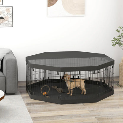 8 Panels Foldable Dog Playpen, 24" High, With Bottom Pad, Top Cover Houses, Kennels & Pens at Gallery Canada