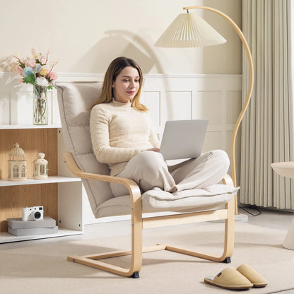 Modern Armchair, Upholstered Accent Chair, Curved Leg, Cream White Accent Chairs at Gallery Canada