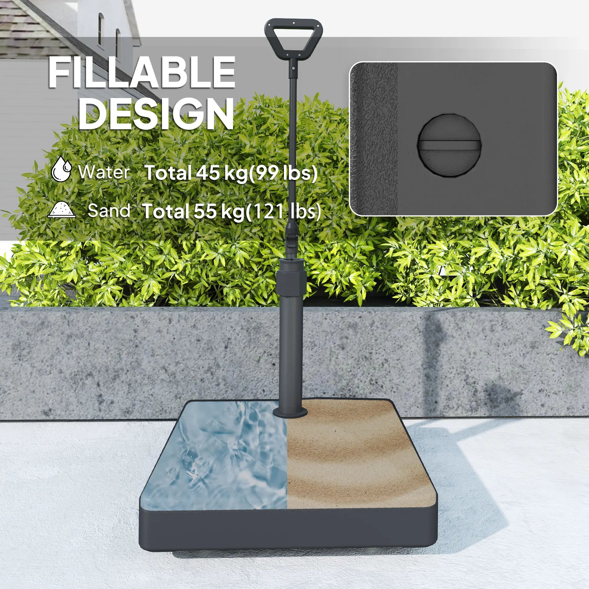 Adjustable Wheel Patio Umbrella Base, 121lbs Stand, 99lbs Water, Black Umbrella Bases at Gallery Canada