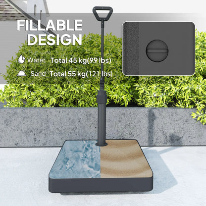Adjustable Wheel Patio Umbrella Base, 121lbs Stand, 99lbs Water, Black Umbrella Bases at Gallery Canada