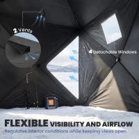 4 Person Pop-Up Ice Fishing Tent, Portable Shelter, Black