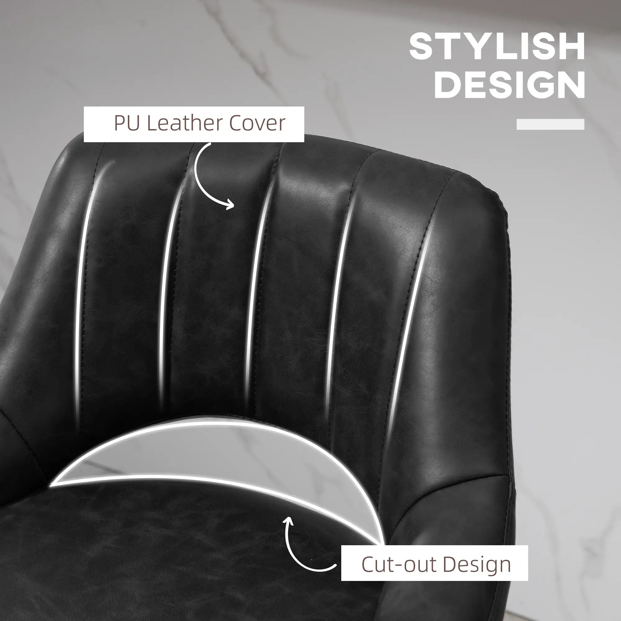 Swivel Bar Stools Set of 2, Faux Leather Upholstered Counter Height Barstools with Round Metal Base Bar Stools at Gallery Canada