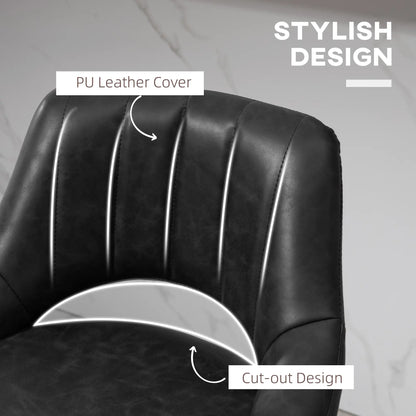 Swivel Bar Stools Set of 2, Faux Leather Upholstered Counter Height Barstools with Round Metal Base Bar Stools at Gallery Canada