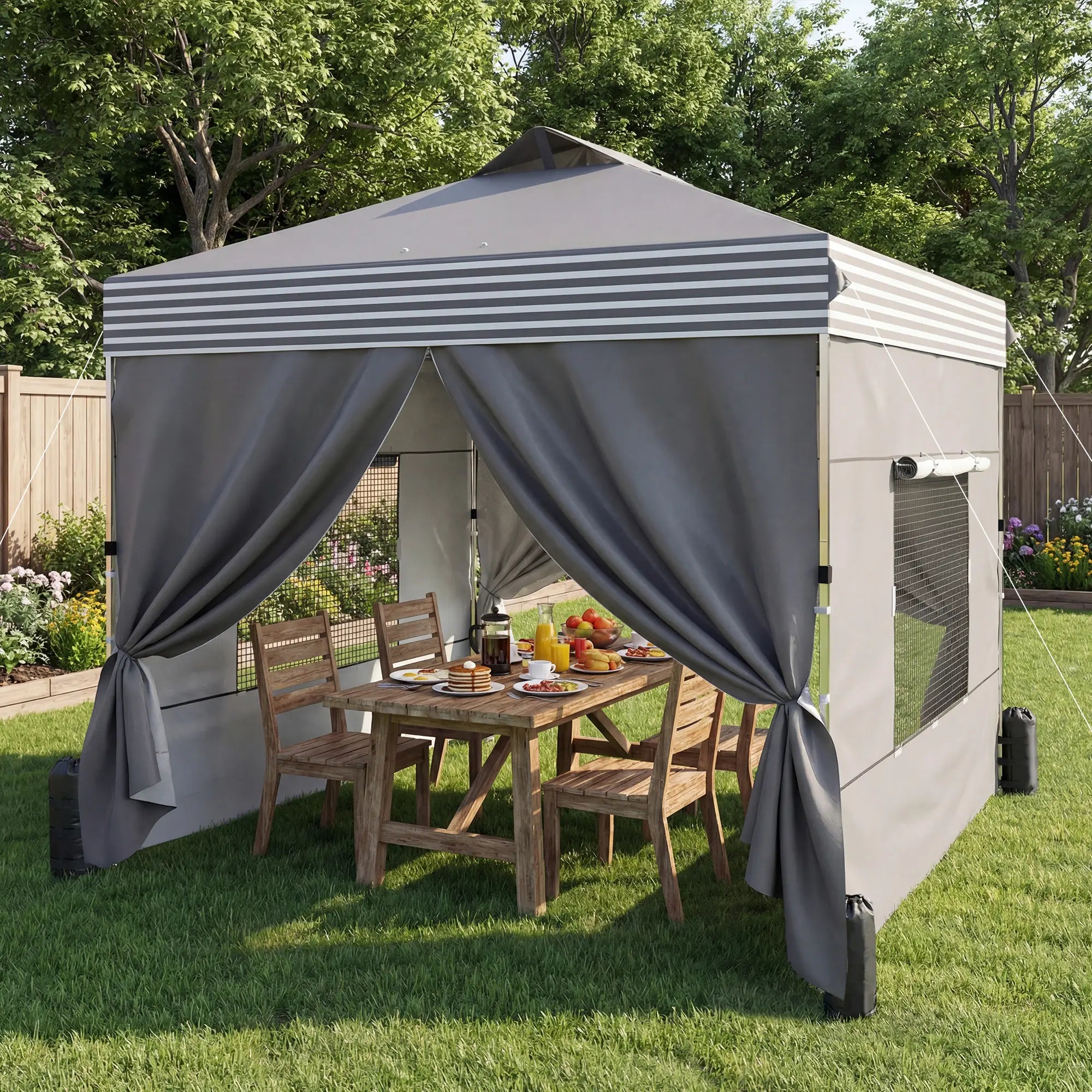 10 x 10 ft Pop Up Canopy Tent, 4 Sidewalls, UPF 50+, Wheeled Bag, Dark Grey Pop Up Canopies at Gallery Canada