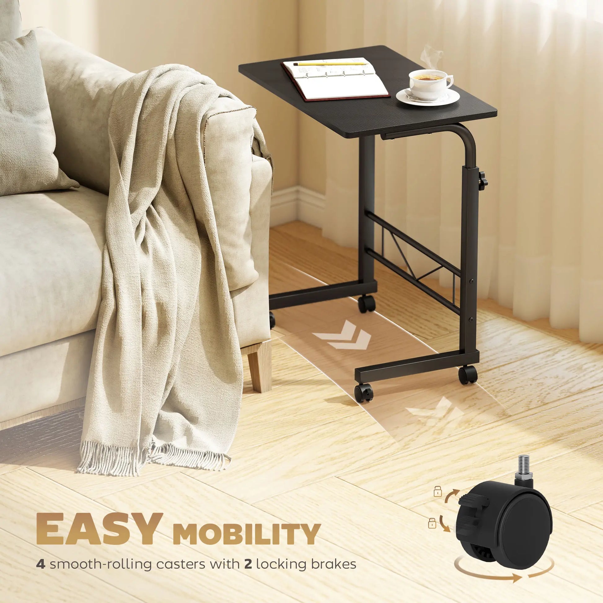 Mobile Standing Desk, Adjustable Height, 23.5 Inch, Black Side Tables at Gallery Canada