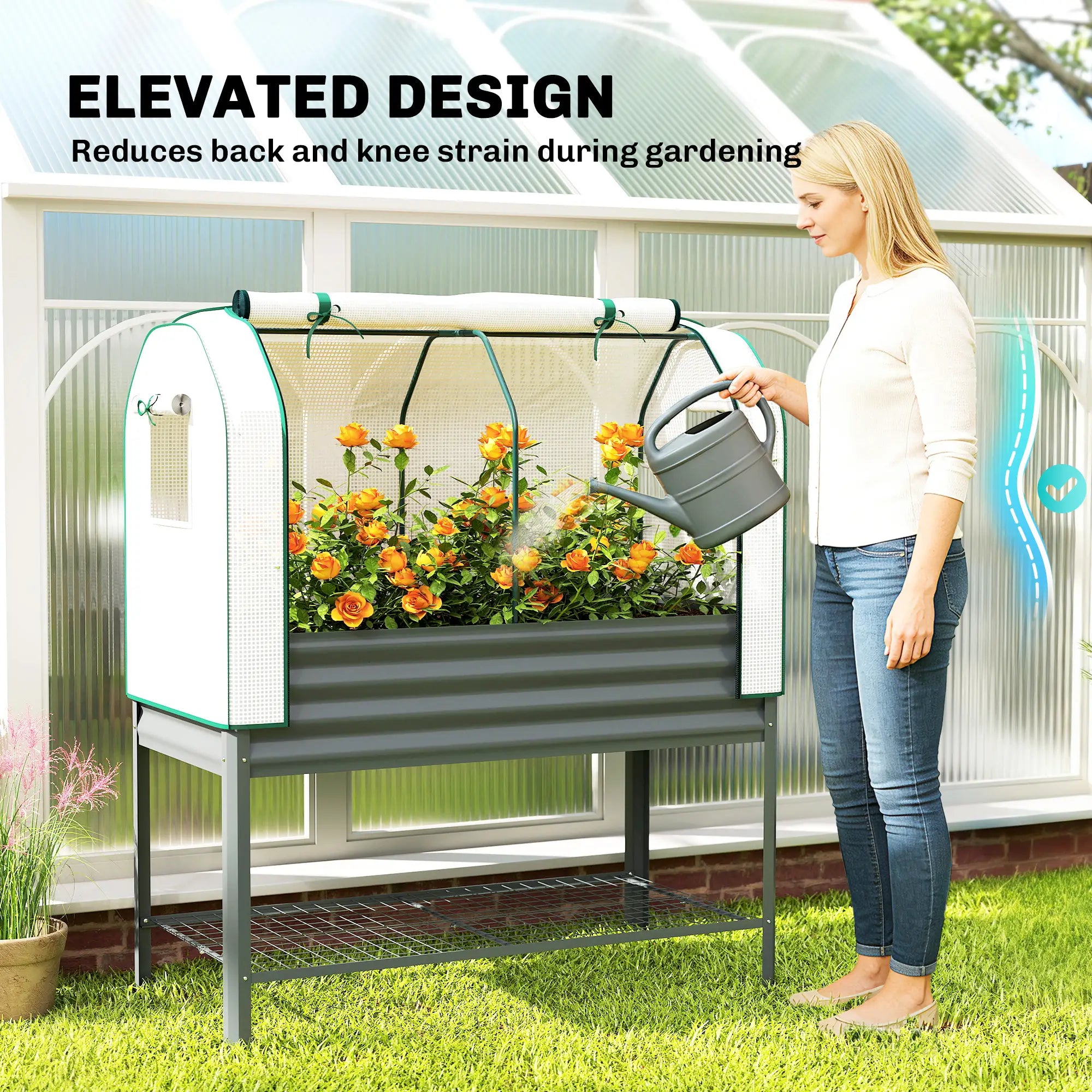 Galvanised Raised Garden Bed, Greenhouse Cover, Metal Planter Box, Dark Grey Elevated Garden Beds at Gallery Canada