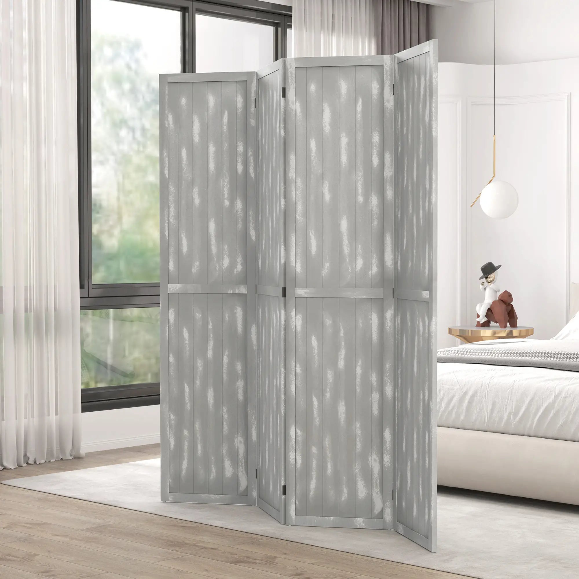 Foldable Screen Divider, 5.5', for Bedroom Office, Grey Room Dividers at Gallery Canada