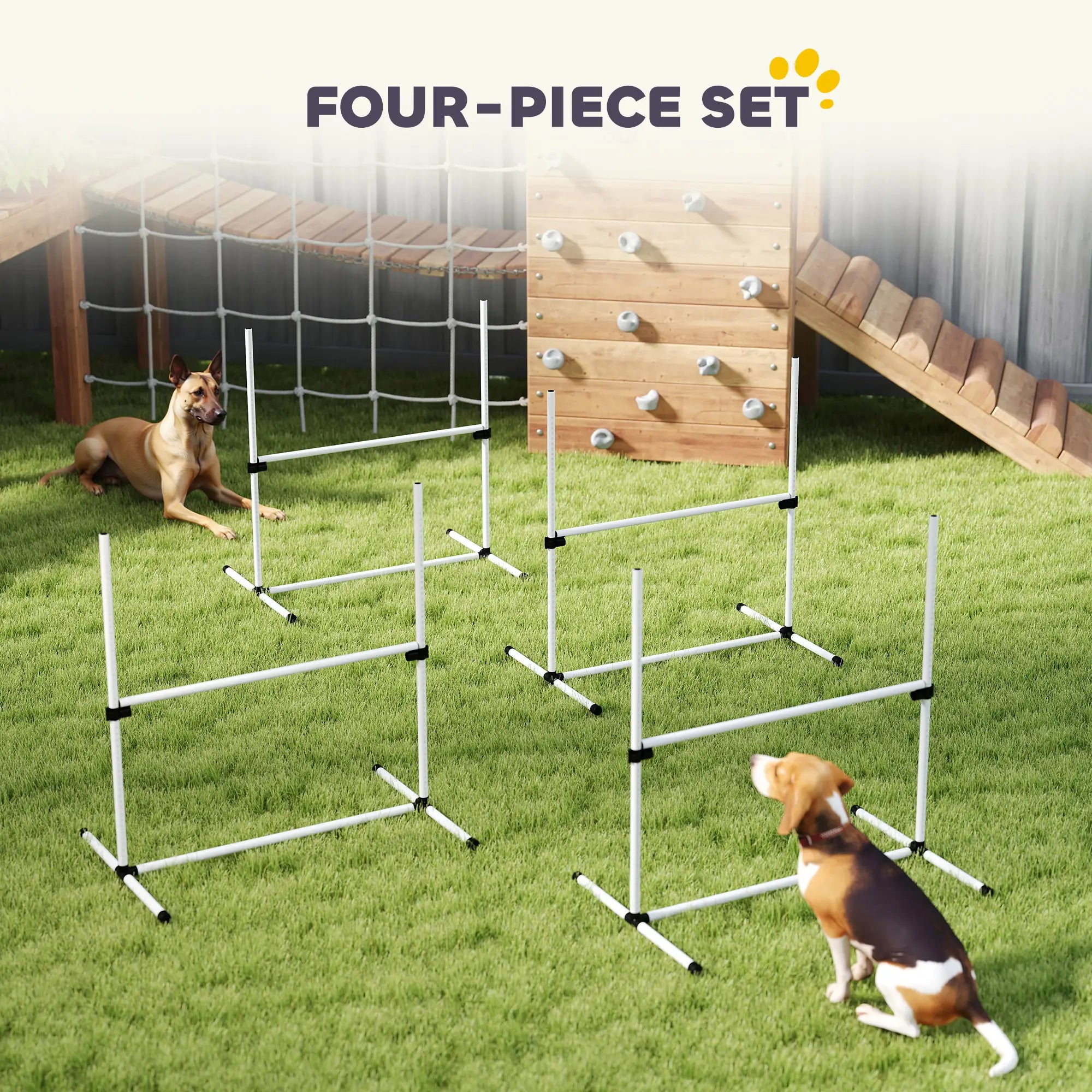 Set of 4 Dog Agility Training Jump Bars, Adjustable, White Dog Agility Training Equipment at Gallery Canada