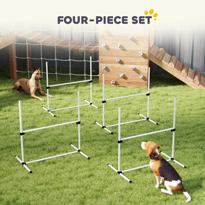 Set of 4 Dog Agility Training Jump Bars, Adjustable, White Dog Agility Training Equipment at Gallery Canada