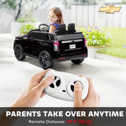 Chevrolet Tahoe Kids Ride on Car, 12V 7AH, Remote Control, 3 Speeds, Black Electric Toy Cars at Gallery Canada