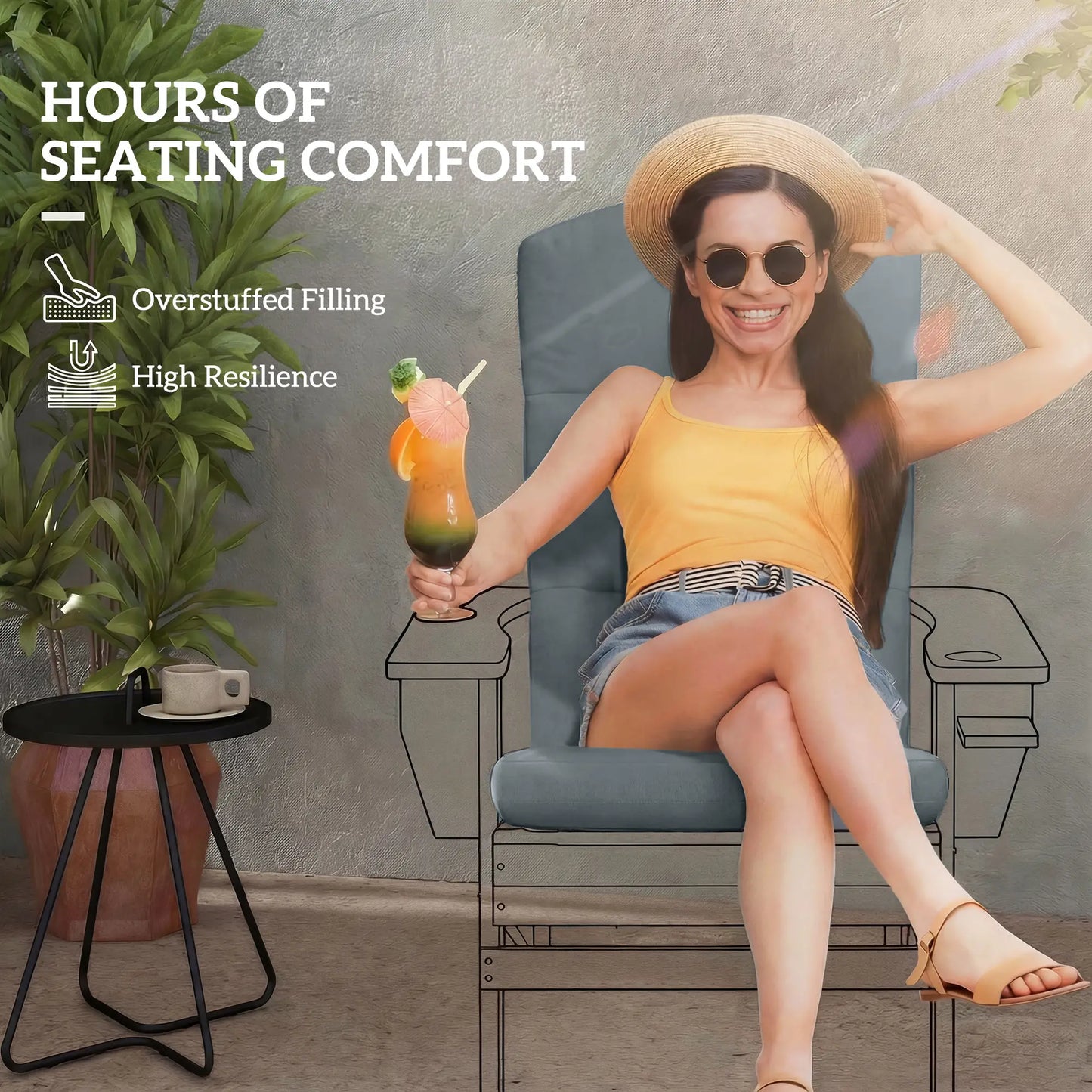 Adirondack Chair Cushion, Replacement With Back And Ties, Dark Grey Patio Chair Cushions at Gallery Canada
