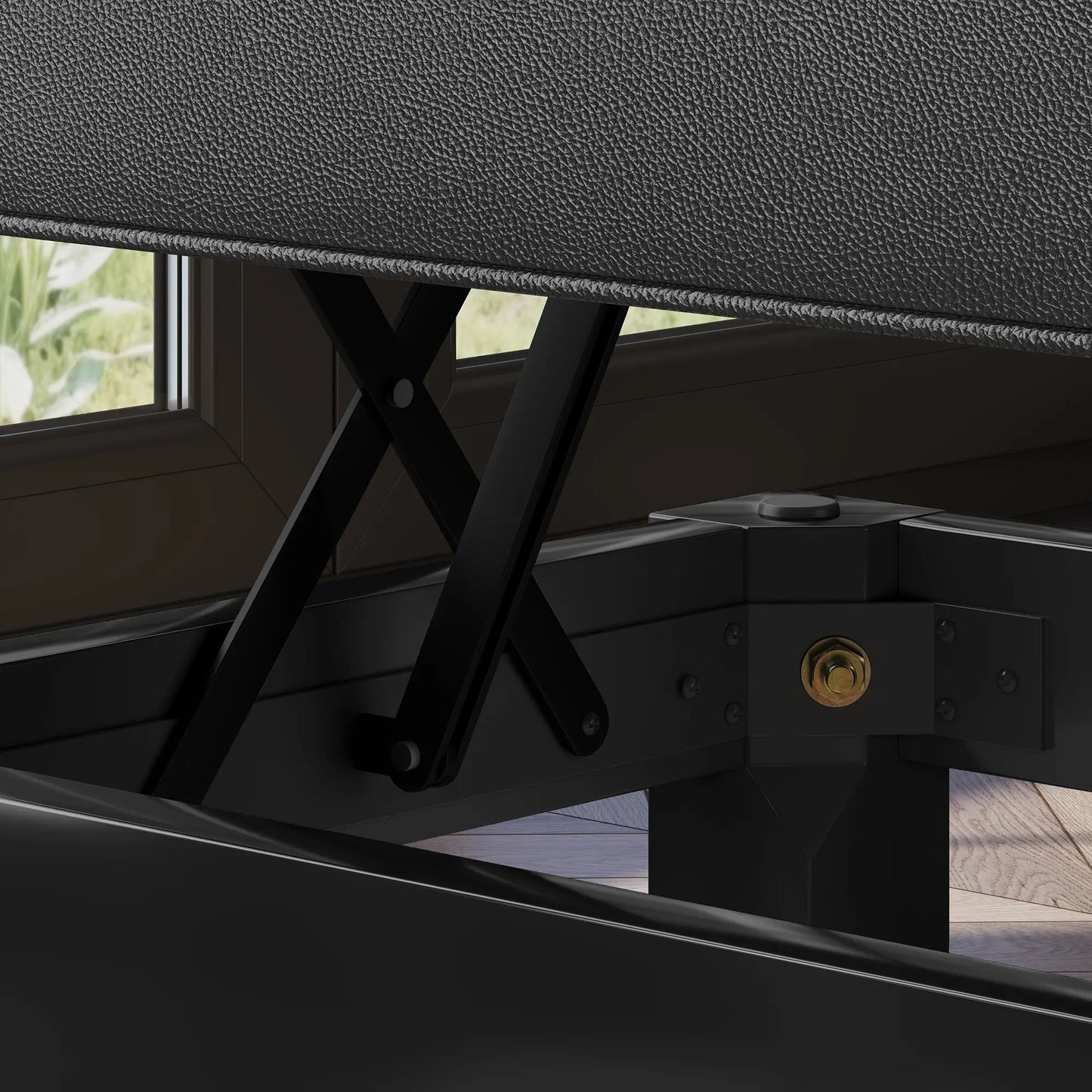 Height Adjustable Piano Bench with Storage, PU Leather Tufted, Black Piano Benches at Gallery Canada