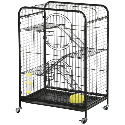 36.6" Rolling Small Animal Cage, Rabbit Ferret Playpen, Black Houses & Habitats at Gallery Canada