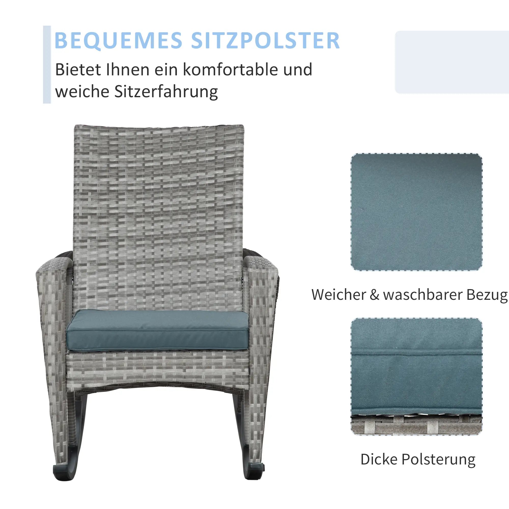 Outdoor PE Rattan Rocking Chair, Garden Glider, Grey Patio Chairs at Gallery Canada