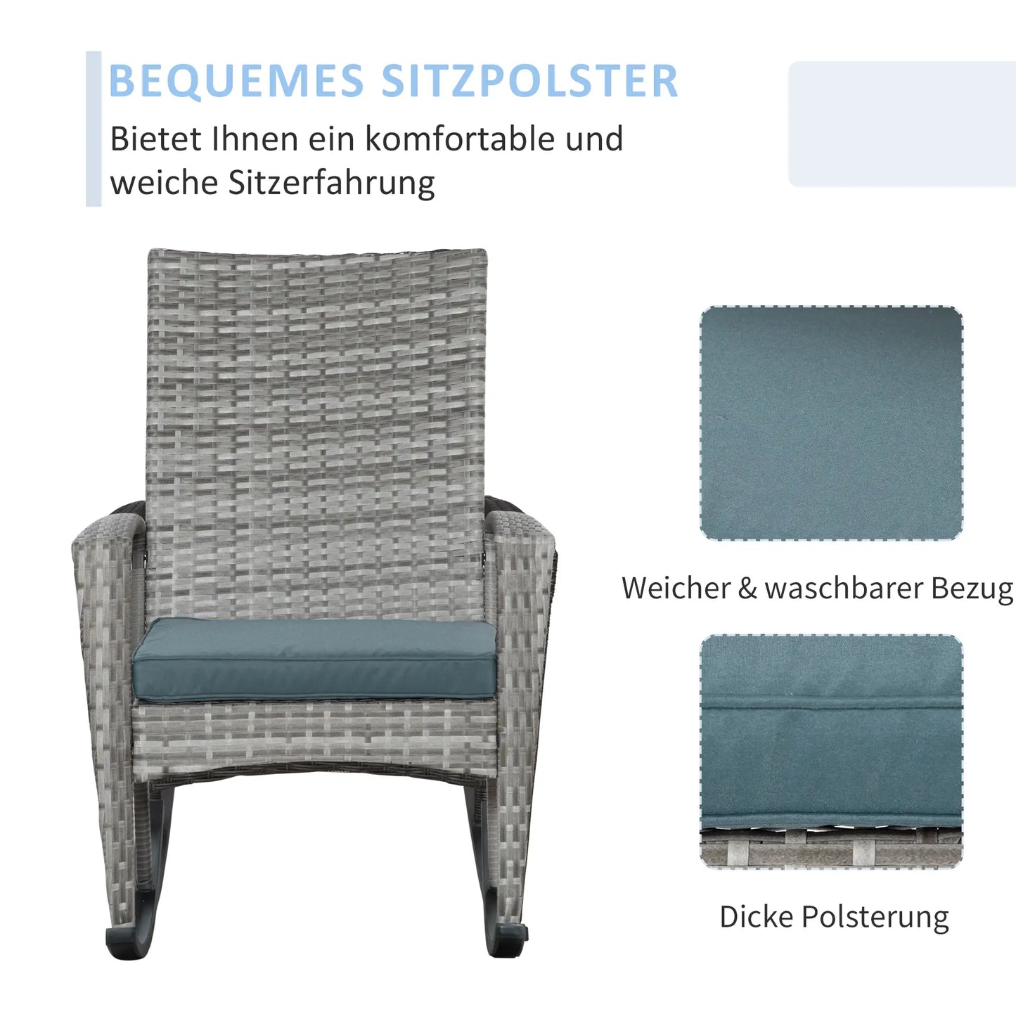 Outdoor PE Rattan Rocking Chair, Garden Glider, Grey Patio Chairs at Gallery Canada
