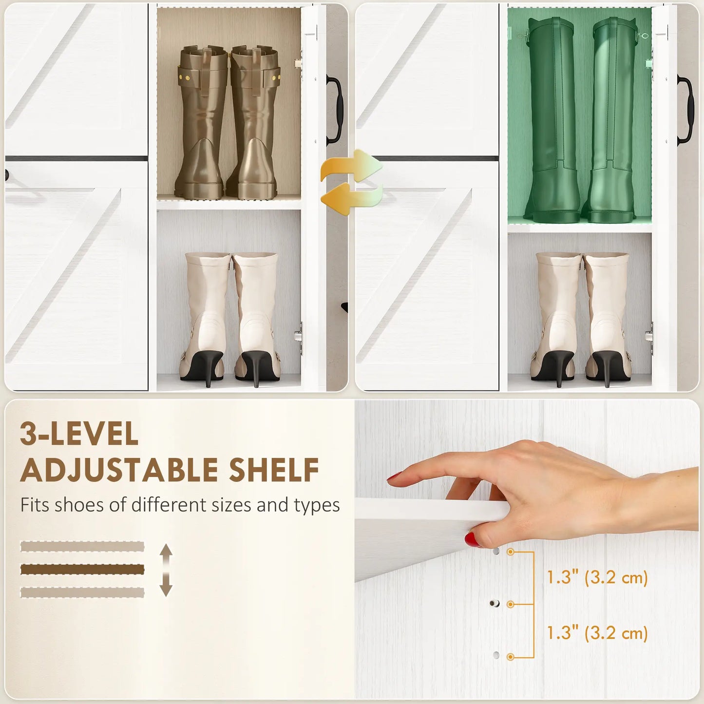 Farmhouse Shoe Storage Cabinet, Holds 12 Pairs, Adjustable Shelves, White Shoe Storage Cabinets & Racks at Gallery Canada