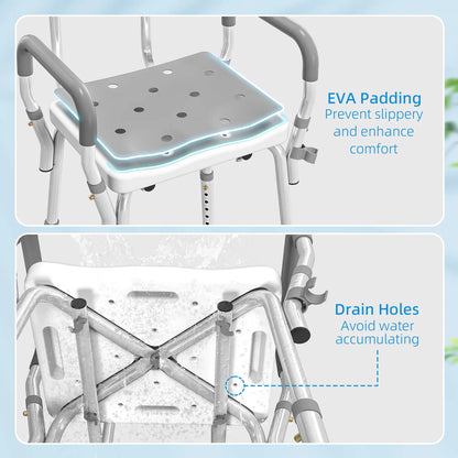 Adjustable Shower Chair With Arms, Back, Padded Seat, Light Grey Bath Chairs at Gallery Canada
