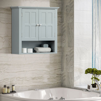 Bathroom Wall Cabinet, Medicine Cabinet, Over Toilet Storage Cabinet with Adjustable Shelf and 2 Doors for Hallway, Living Room, Gray at Gallery Canada