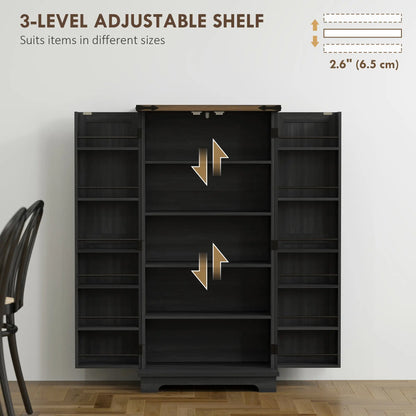 47 Inch Kitchen Pantry Cabinet, Adjustable Shelves, Black Kitchen Pantry Cabinets at Gallery Canada