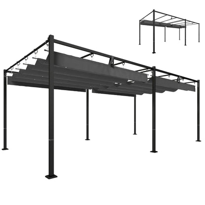 19' x 10' Dark Grey Pergola, Retractable Canopy, UV50+ Sun Shade, Dark Grey Pergolas at Gallery Canada