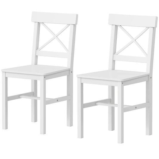 Wooden Dining Chairs Set of 2, Cross Back, White Dining Chairs White at Gallery Canada