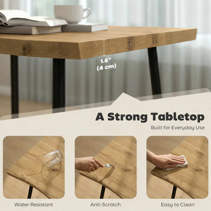 Modern Nordic Dining Table Seats 4, Oak Grain Black 43.3" x 27.6" x 29.5", Black