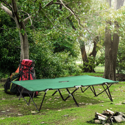 76" Two Person Folding Camping Cot, Portable Military Bed, Green Camping Cots at Gallery Canada