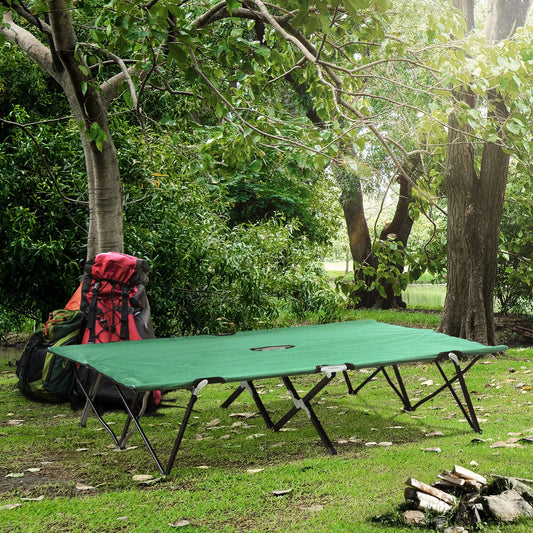 76" Two Person Folding Camping Cot, Portable Military Bed, Green Camping Cots Green at Gallery Canada