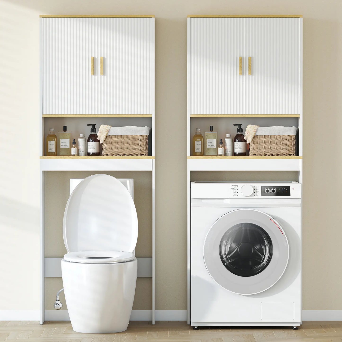 Adjustable Over Toilet Storage Shelf, White Oak, 24 Inch, White Over The Toilet Storage at Gallery Canada