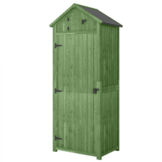 30" x 21" x 71" Garden Storage Shed, Outdoor Tool House, 3 Tier Shelves, Green