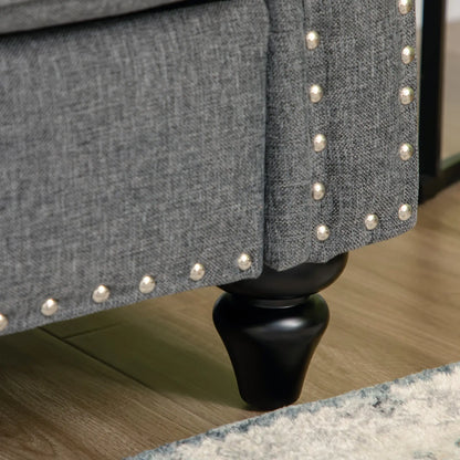 3-Seater Sofa, 81" Upholstered Linen Fabric, Rubberwood Legs, Grey 3-Seater Sofas at Gallery Canada