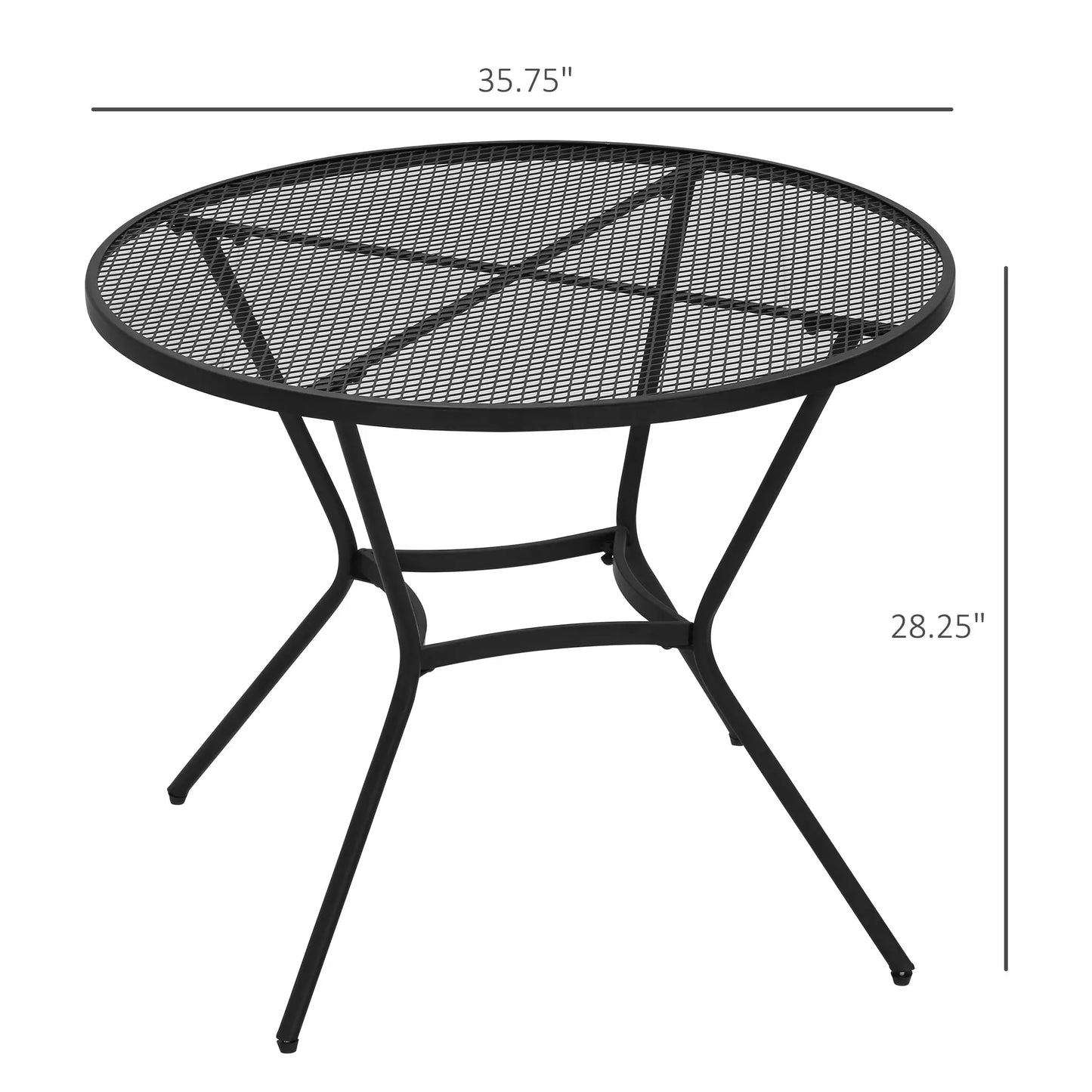 35" Round Patio Dining Table, Steel with Mesh Tabletop, Black Patio Side Tables at Gallery Canada