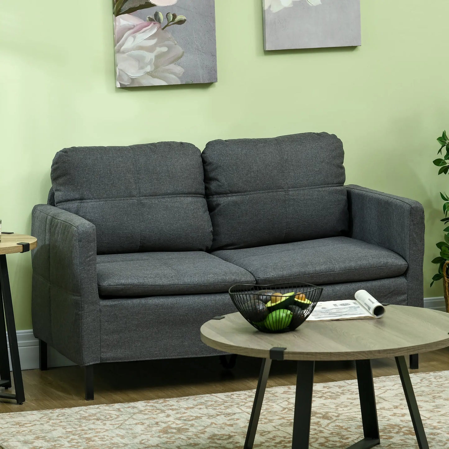 53" 2 Seat Sofa, Upholstered Two Seater Couch, Dark Grey 2-Seater Sofas at Gallery Canada