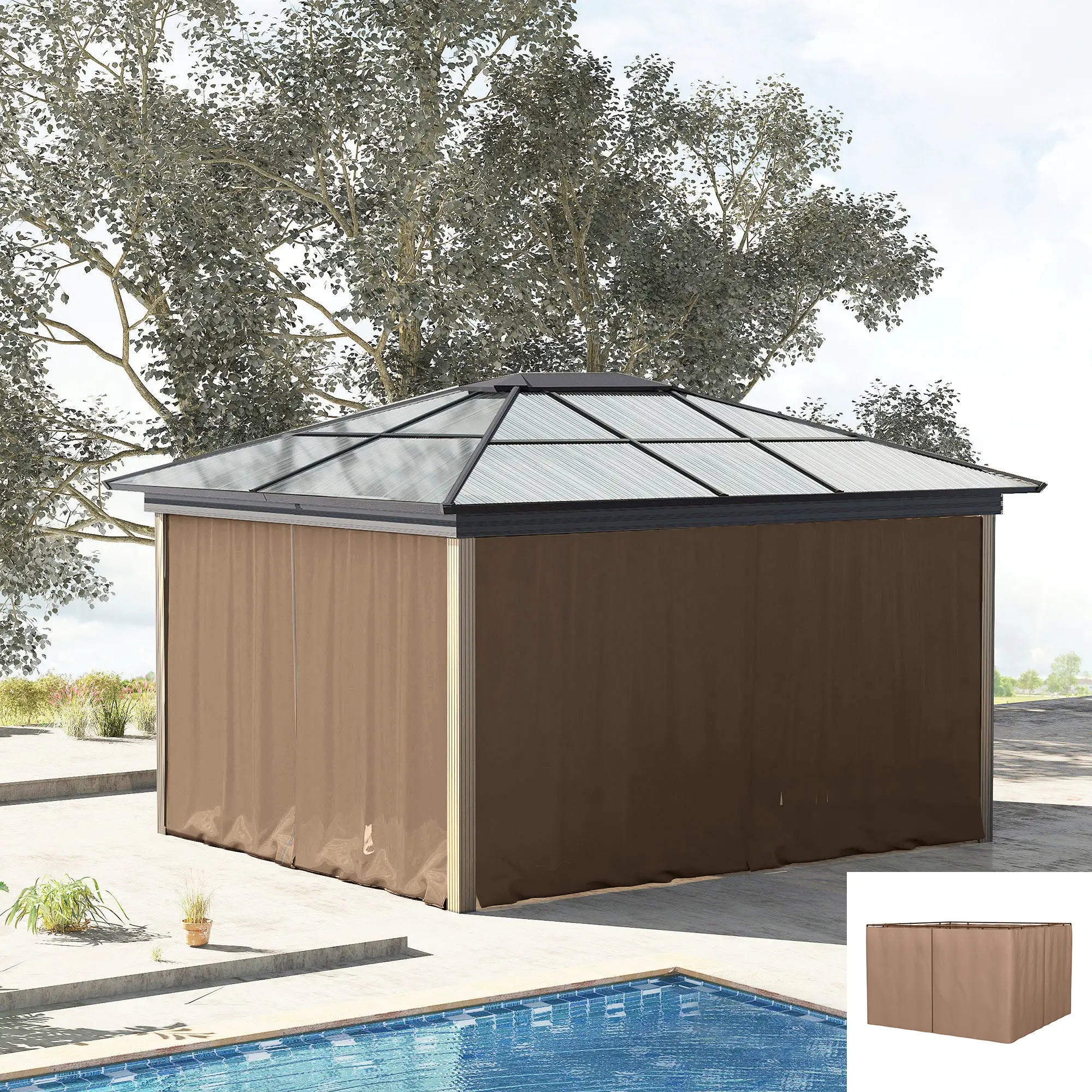 10' x 10' Gazebo Sidewall Set, 4 Panels, Hooks Included, Brown Gazebo Sidewalls at Gallery Canada