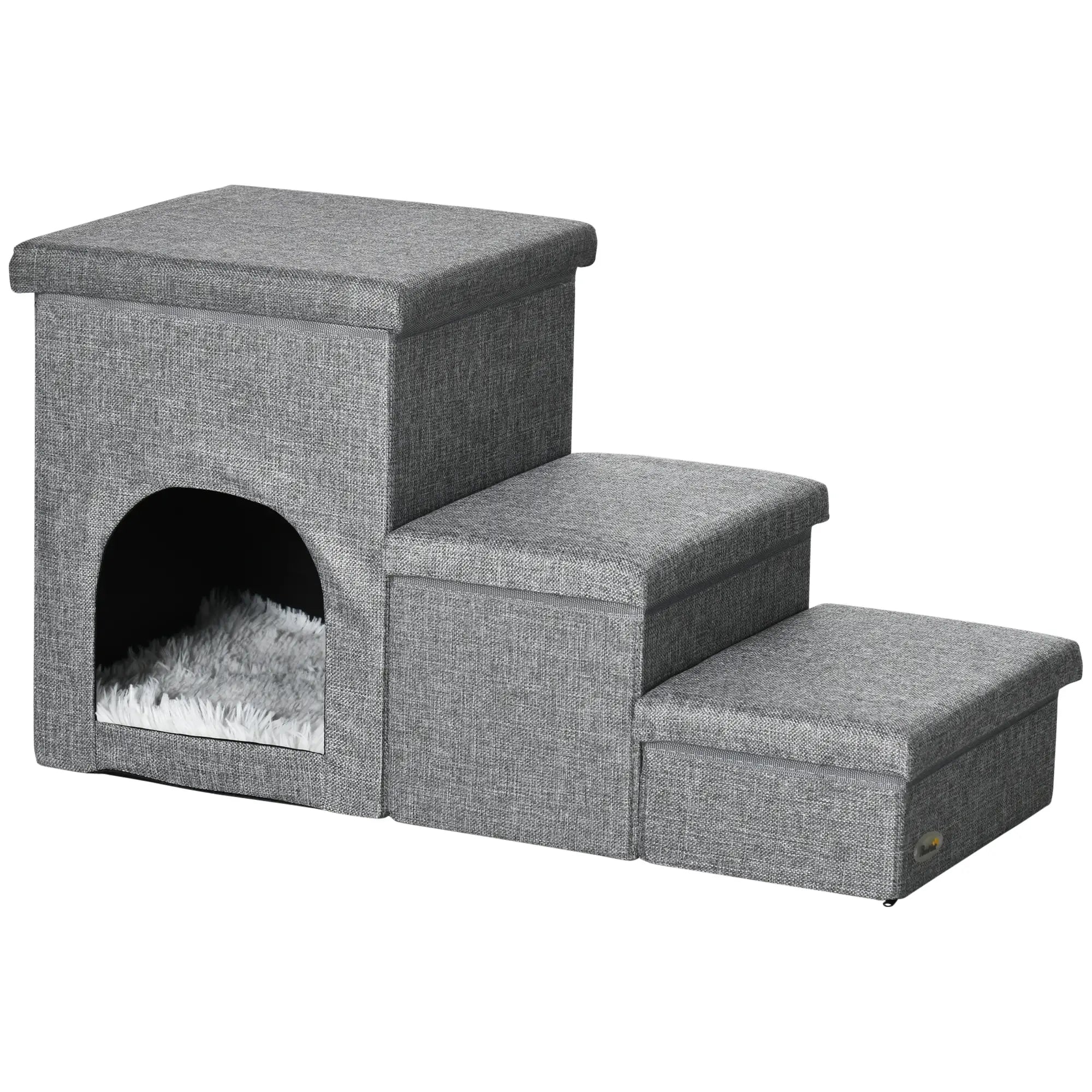 3-Step Dog Ramp with Storage, Washable Plush Cushion Dog Stairs at Gallery Canada