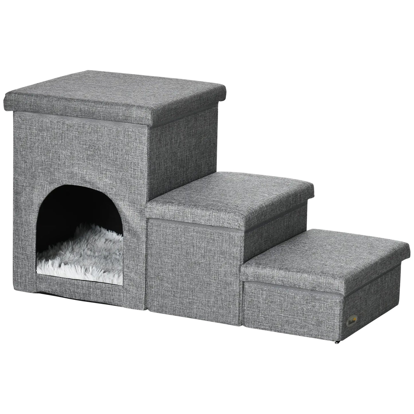 3-Step Dog Ramp with Storage, Washable Plush Cushion Dog Stairs at Gallery Canada