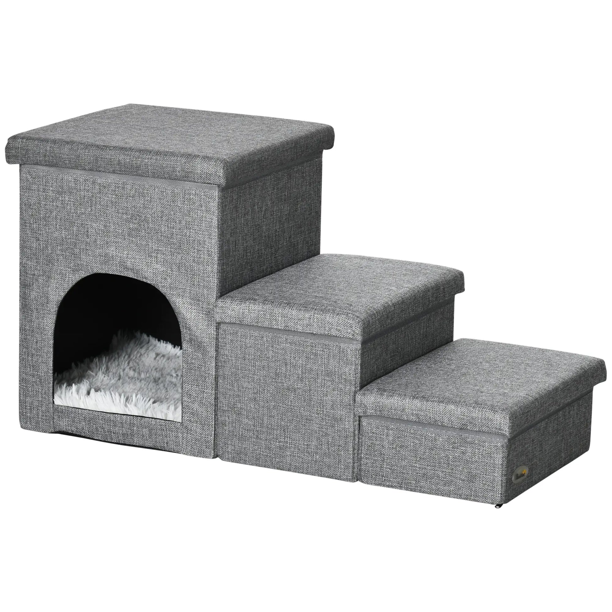 3-Step Dog Ramp with Storage, Washable Plush Cushion Dog Stairs at Gallery Canada