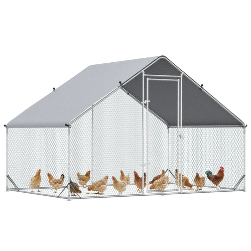 9.8' x 6.6' x 6.6' Chicken Coop, Outdoor Hen House With Cover, Lockable Door
