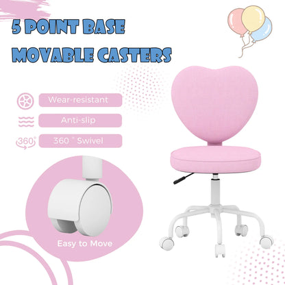 Heart Love Shaped Office Chair, Adjustable Height, Pink Task Chairs at Gallery Canada