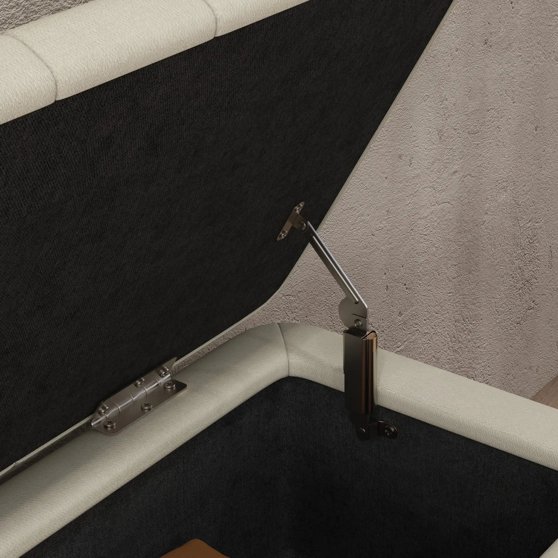 40" Ottoman with Storage, Linen Upholstered, Cream White Storage Ottomans & Benches at Gallery Canada