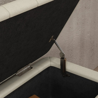 40" Ottoman with Storage, Linen Upholstered, Cream White Storage Ottomans & Benches at Gallery Canada