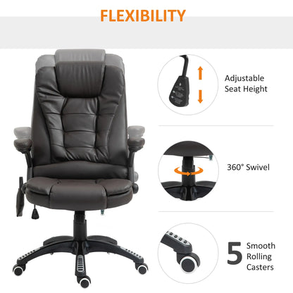Heated Ergonomic Massage Swivel Office Chair, High Back Faux Leather, Brown Massage Chairs at Gallery Canada
