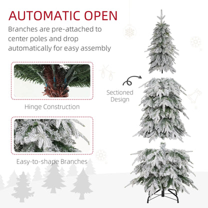 6ft Flocked Artificial Christmas Tree, 600 Tips, Auto Open, Steel Base, Green Flocked Christmas Trees at Gallery Canada