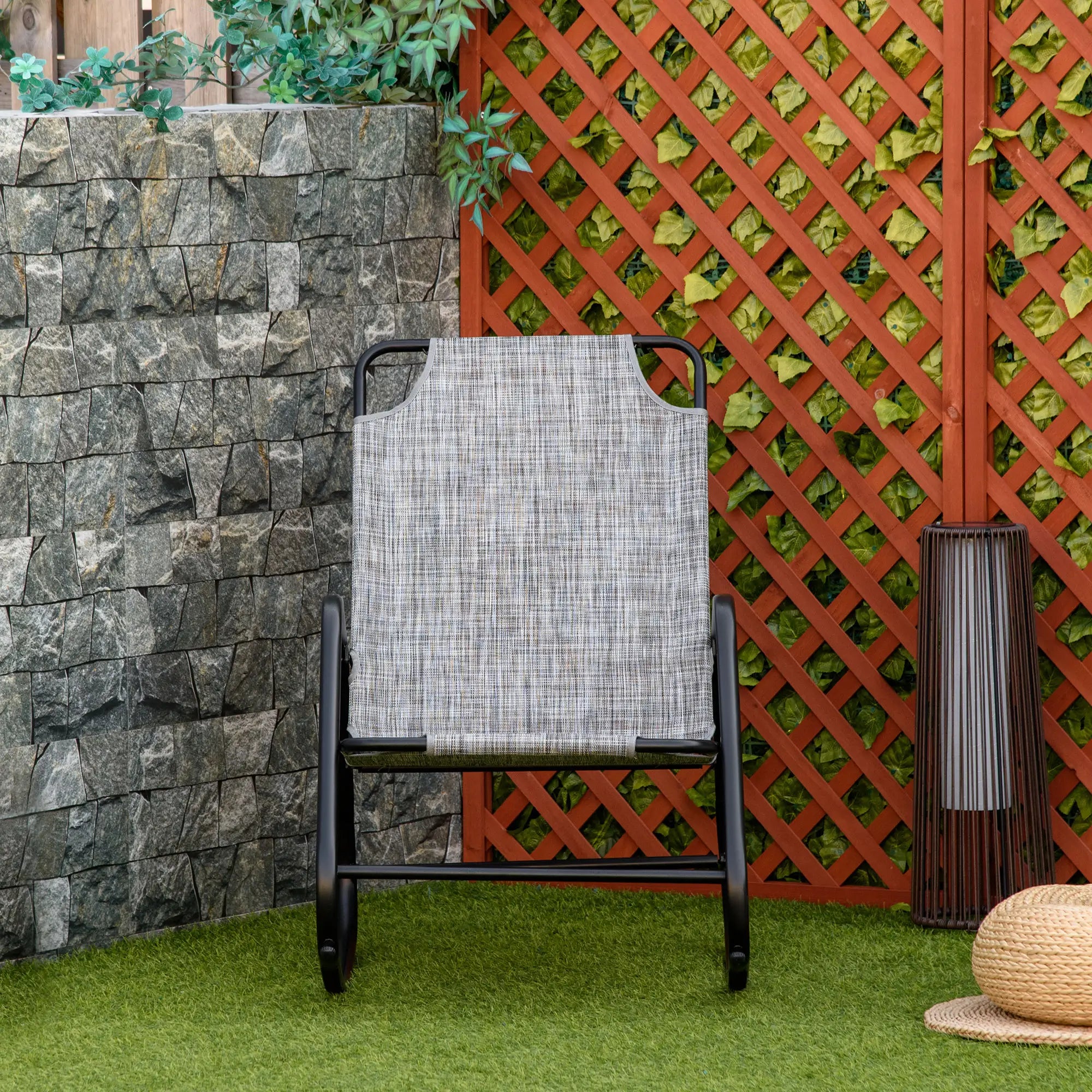 Garden Rocking Chair, Outdoor Indoor Texteline Rocker, Grey Outdoor Rocking Chairs at Gallery Canada