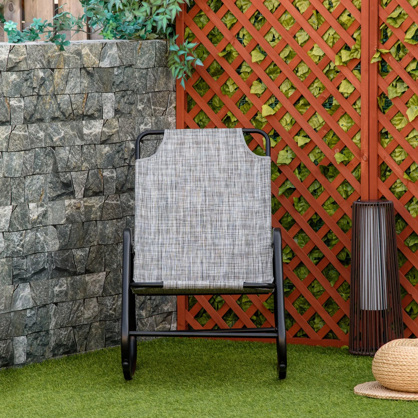 Garden Rocking Chair, Outdoor Indoor Texteline Rocker, Grey Outdoor Rocking Chairs at Gallery Canada