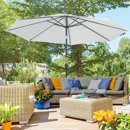 10' x 8' Round Patio Umbrella, Crank Handle, Tilt, White