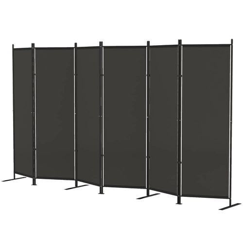 6 Ft Room Divider, Folding Privacy Screen, Charcoal Grey