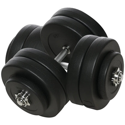 Adjustable 2 x 55lbs Dumbbell Set, Weight Training, Home Gym, Black Dumbbells & Barbells Black at Gallery Canada