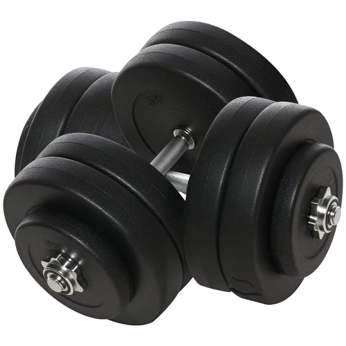 Adjustable 2 x 55lbs Dumbbell Set, Weight Training, Home Gym, Black