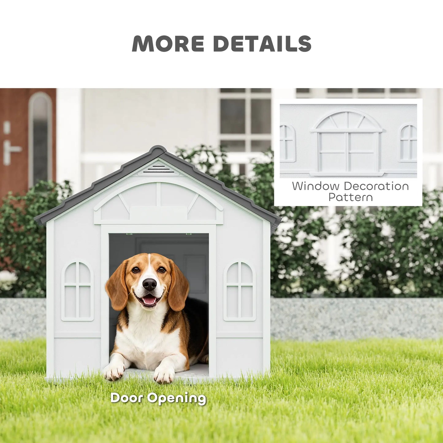26" Plastic Dog House, Outdoor with Air Vents, Small Medium Dogs, Grey Houses, Kennels & Pens at Gallery Canada